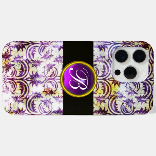 ANTIEK DAMASK Paars Amethyst Monogram zwart Case-Mate iPhone Case (Achterkant (horizontaal))