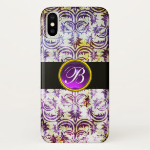 ANTIEK DAMASK Paars Amethyst Monogram zwart iPhone X Hoesje