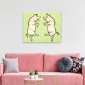 Antiek Dansende Varkens: grillige  Piggy Jig Canvas Afdruk (Insitu (Woonkamer))
