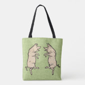 Antiek Dansende Varkens: grillige  Piggy Jig Draagtas (Achterkant)