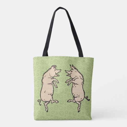 Antiek Dansende Varkens: grillige  Piggy Jig Draagtas (Achterkant)