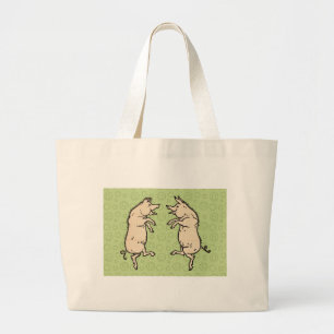 Antiek Dansende Varkens: grillige Piggy Jig Grote Tote Bag