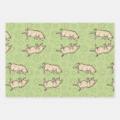 Antiek Dansende Varkens: grillige  Piggy Jig Inpakpapier Vel (Voorkant)