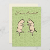 Antiek Dansende Varkens: grillige  Piggy Jig Kaart (Voorkant / Achterkant)