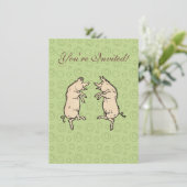 Antiek Dansende Varkens: grillige  Piggy Jig Kaart (Staand voorkant)