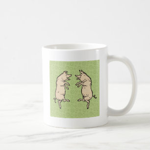 Antiek Dansende Varkens: grillige  Piggy Jig Koffiemok