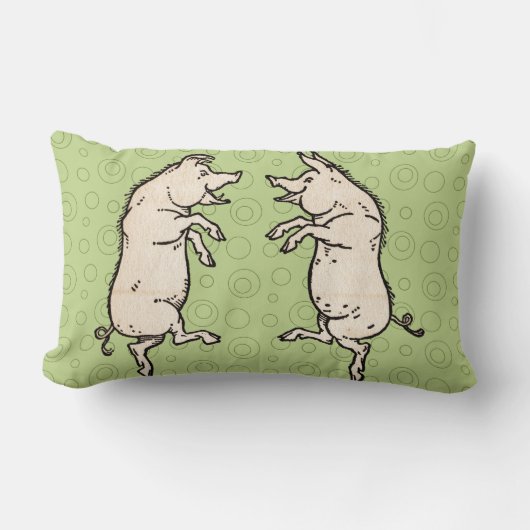 Antiek Dansende Varkens: grillige  Piggy Jig Kussen (Voorkant)