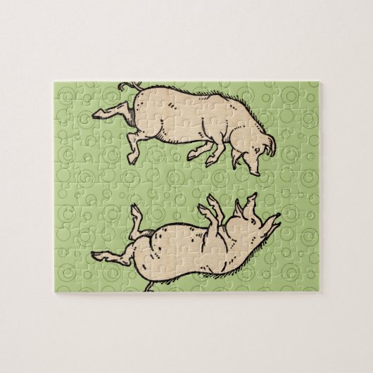 Antiek Dansende Varkens: grillige  Piggy Jig Legpuzzel (Horizontaal)