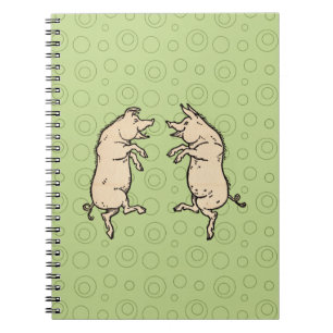 Antiek Dansende Varkens: grillige  Piggy Jig Notitieboek
