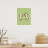 Antiek Dansende Varkens: grillige  Piggy Jig Poster (Keuken)