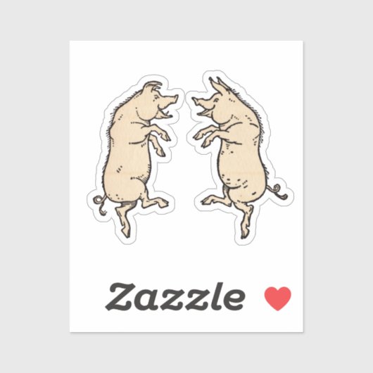 Antiek Dansende Varkens: grillige  Piggy Jig Sticker (Vel)