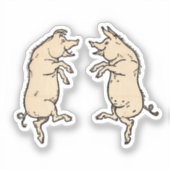 Antiek Dansende Varkens: grillige  Piggy Jig Sticker (Voorkant)