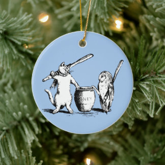 Antiek De uil en de Pussycat Keramisch Ornament