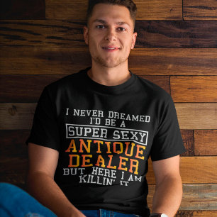 Antiek dealer heeft nooit gedacht dat hij grappige t-shirt