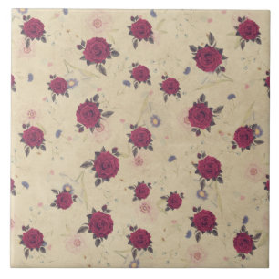 Antiek decoratie van Victoriaans Rozen Tegeltje