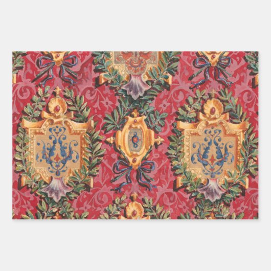 Antiek decoratief Frans bloemmotief Inpakpapier Vel (Voorkant 2)