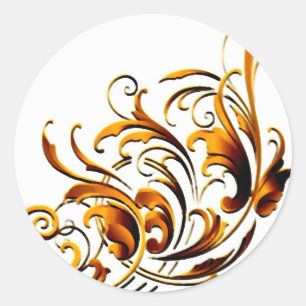 Antiek decoratieve bloemen ronde sticker