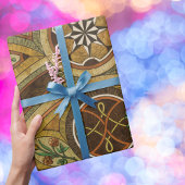 Antiek decoratieve houten print cadeaupapier