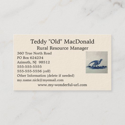 Antiek Delft Blue Tegel - Groot in de Gras Visitekaartje (Achterkant)