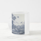 Antiek Delft Blue Tegel - Rundvee en vogels Matglas Koffiemok (Voorkant links)