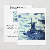 Antiek delft Blue-tegel - windmolen Kaart (Voorkant / Achterkant)