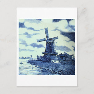  Antiek delft Blue-tegel - windmolen Kaart
