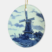 Antiek delft Blue-tegel - windmolen Keramisch Ornament (Links)