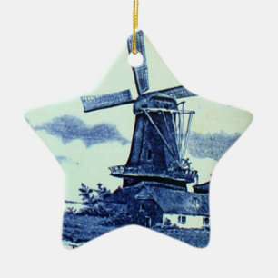  Antiek delft Blue-tegel - windmolen Keramisch Ornament