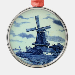  Antiek delft Blue-tegel - windmolen Metalen Ornament