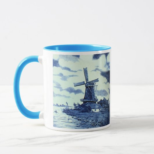  Antiek delft Blue-tegel - windmolen Mok (Links)