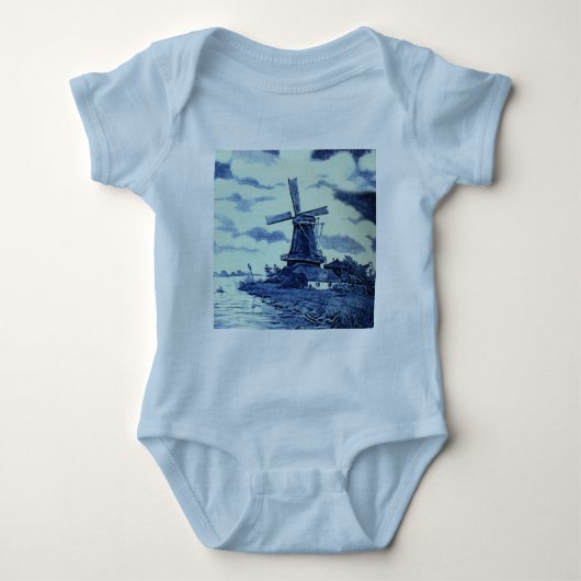 Antiek delft Blue-tegel - windmolen Romper (Voorkant)