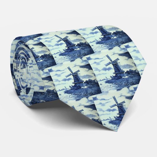  Antiek delft Blue-tegel - windmolen Stropdas (Opgerold)