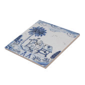 Antiek Delft Tile-Pastoral Scene-Blue en White-9 Tegeltje (Zijkant)