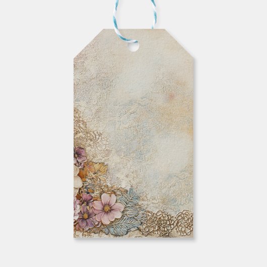 Antiek Distressed Lace gepersonaliseerde decoupage Cadeaulabel (Achterkant)