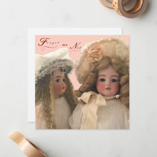 Antiek Dolls Notecards Notitiekaartje (Voorkant / Achterkant in situ)