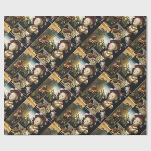 ANTIEK DRUIVENVINEYARDE WIJN MET RODE WAXZEGEL CADEAUPAPIER (Vlak)