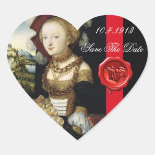 ANTIEK DRUIVENWIJNBELASTINGPARTIJ WAX SEAL HART STICKER