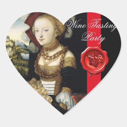 ANTIEK DRUIVENWIJNBELASTINGPARTIJ WAX SEAL HART STICKER (Voorkant)