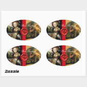 ANTIEK DRUIVENWIJNBELASTINGPARTIJ WAX SEAL OVALE STICKER (Vel)