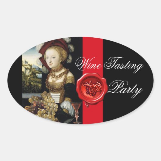 ANTIEK DRUIVENWIJNBELASTINGPARTIJ WAX SEAL OVALE STICKER (Voorkant)