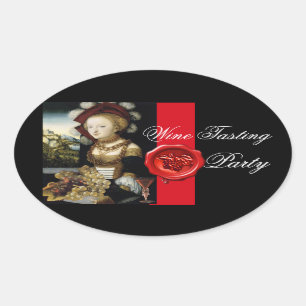 ANTIEK DRUIVENWIJNBELASTINGPARTIJ WAX SEAL OVALE STICKER