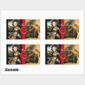 ANTIEK DRUIVENWIJNBELASTINGPARTIJ WAX SEAL RECHTHOEKIGE STICKER (Vel)