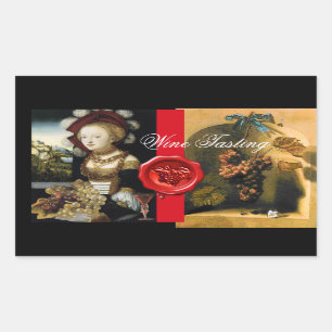 ANTIEK DRUIVENWIJNBELASTINGPARTIJ WAX SEAL RECHTHOEKIGE STICKER