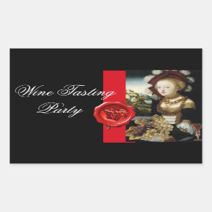ANTIEK DRUIVENWIJNBELASTINGPARTIJ WAX SEAL RECHTHOEKIGE STICKER