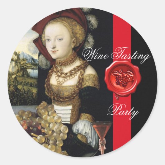 ANTIEK DRUIVENWIJNBELASTINGPARTIJ WAX SEAL RONDE STICKER (Voorkant)