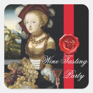 ANTIEK DRUIVENWIJNBELASTINGPARTIJ WAX SEAL VIERKANTE STICKER