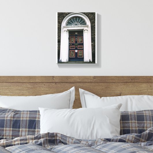 Antiek Dublin-deur, Merrion Square Canvas Afdruk (Insitu (Slaapkamer))