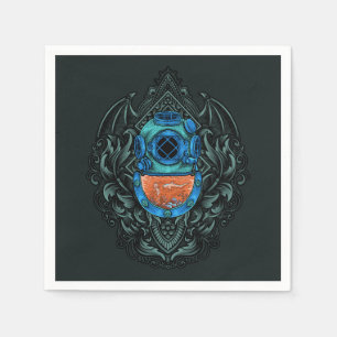 Antiek duikhelm met haai servet