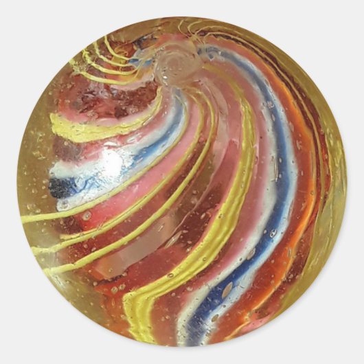 Antiek Duits Handgemaakt Marmer Ronde Sticker (Voorkant)