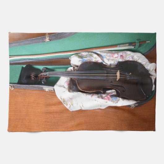 Antiek Duits Violin Theedoek (Horizontaal)